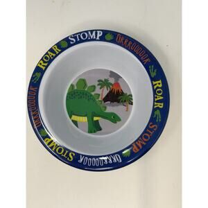 Kids Dinosaur Bowl "Roar" "Stomp" Melamine Toddler Cereal Bowl